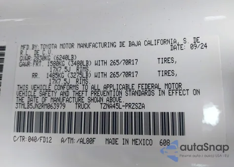 2024 Toyota Tacoma Trd Off Road 4Wd from USA, damaged, VIN 3TMLB5JN2RM063979